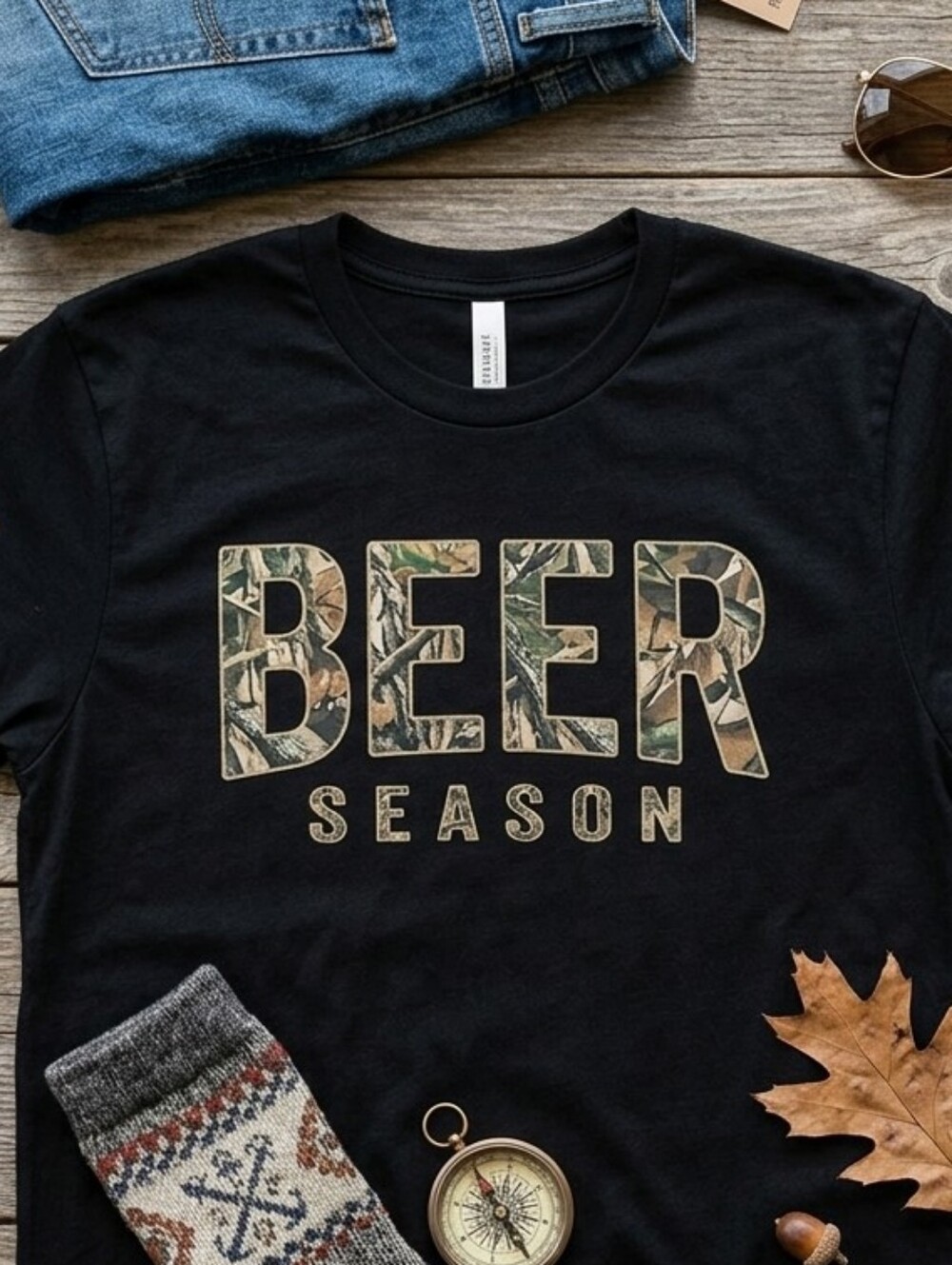 NWT Mountainaire Men’s Beer Season Camo Graphic T-Shirt - Black - Size M
